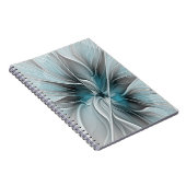 Floral Fractal Modern Abstract Flower Blue Gray Notitieboek (Rechterzijde)