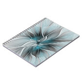 Floral Fractal Modern Abstract Flower Blue Gray Notitieboek (Linkerzijde)