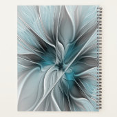 Floral Fractal Modern Abstract Flower Blue Gray Planner (Achterkant)
