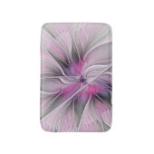 Floral Fractal Modern Abstract Flower Pink Gray Badmat (Voorkant Verticaal)