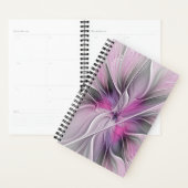 Floral Fractal Modern Abstract Flower Pink Gray Planner (Display)