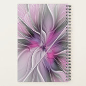 Floral Fractal Modern Abstract Flower Pink Gray Planner (Achterkant)