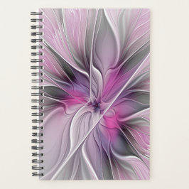 Floral Fractal Modern Abstract Flower Pink Gray Planner