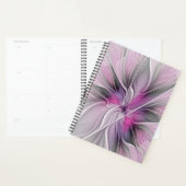 Floral Fractal Modern Abstract Flower Pink Gray Planner (Display)