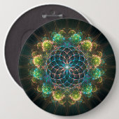 Floral fractal ornament ronde button 6,0 cm (Voorkant /achterkant)