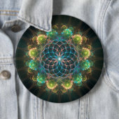 Floral fractal ornament ronde button 6,0 cm (In situ)