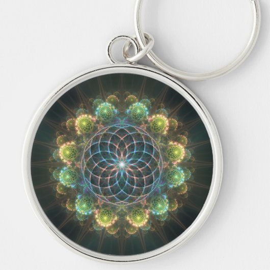 Floral fractal ornament sleutelhanger (Voorkant)