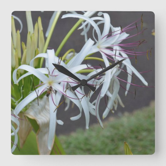 Floral Fragrance Wall Clock Vierkante Klok (Voorkant)