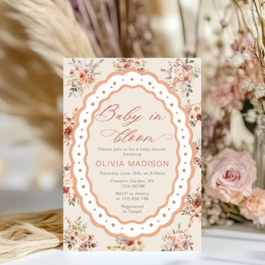 Floral Frame Baby Shower Kaart