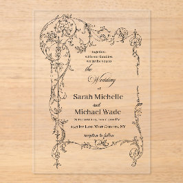 Floral Frame Calligraphy Acryli Wedding Invitation Acryl Uitnodigingen