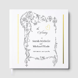 Floral Frame Calligraphy Wedding Gastenboek