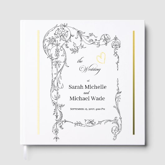 Floral Frame Calligraphy Wedding Gastenboek (Voorkant)