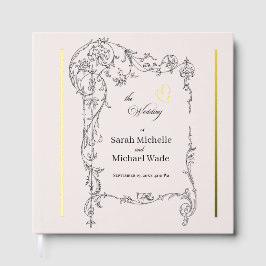 Floral Frame Calligraphy Wedding Gastenboek