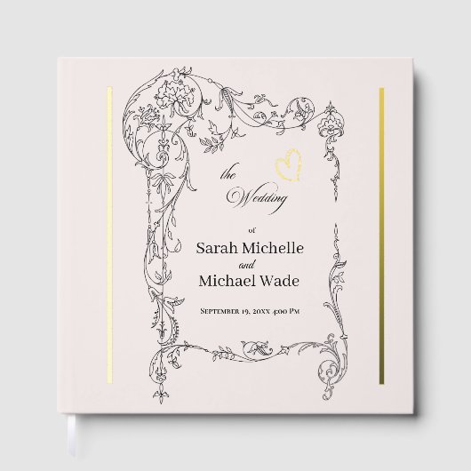 Floral Frame Calligraphy Wedding Gastenboek (Voorkant)