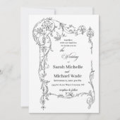 Floral Frame Calligraphy Wedding Invitation Kaart (Voorkant)