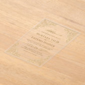 Floral Frame Gold Islamic Muslim Wedding Acryl Uitnodigingen (Laagn)