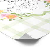 Floral Frame Green Gingham Baby Shower Flower Bar Poster (Hoek)