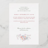 Floral Frame Monograms Catholic Wedding Folie Uitnodiging (Achterkant)
