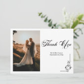 Floral Frame Photo Thank You Card Bedankkaart (Staand voorkant)