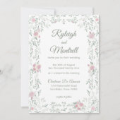 Floral Frame Pink Roses and Greenery Romantic Kaart (Voorkant)