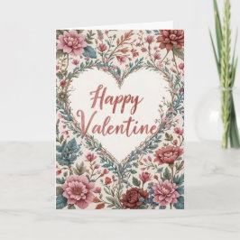Floral Frame Valentine Romantic Happy Valentines  Kaart