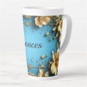 Floral Frame With Custom Name Latte Mok (Rechterhoek)