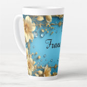 Floral Frame With Custom Name Latte Mok (Linkerhoek)