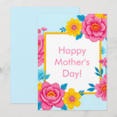 Floral Frame with Vibrant Flowers Feestdagenkaart (Voorkant / Achterkant)