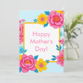 Floral Frame with Vibrant Flowers Feestdagenkaart (Staand voorkant)