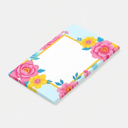 Floral Frame with Vibrant Flowers Post-it® Notes (Schuin)