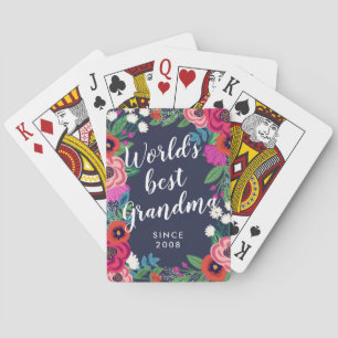 Floral Frame World's Best Grandma Pokerkaarten