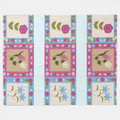 Floral framed squares pattern fleece deken (Voorkant (Horizontaal))