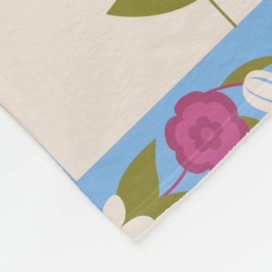 Floral framed squares pattern fleece deken (Hoek)