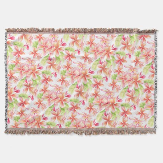 Floral frangipani tropische bloemen waterverf deken (Voorkant)