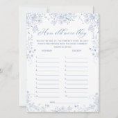 Floral Frans Blauw Baby shower Guess Leeftijd Spel Kaart (Voorkant)