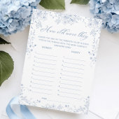 Floral Frans Blauw Baby shower Guess Leeftijd Spel Kaart