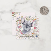 Floral Frans Bulldog hond Moeder Notecard Notitiekaartje (Voorkant / Achterkant in situ)
