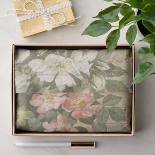 Floral Frans  Roos Ephemera ontkoppeling Tissuepapier (Geschenk)