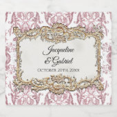 Floral Frans Toile Roze Bruiloft Receptie Sparkling Wijnetiket (Enkel label)