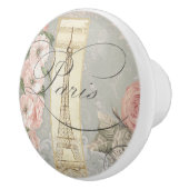 Floral  Franse roze rozen grijs Keramische Knop (Rechts)