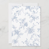 Floral Franse Toile Blauw Baby shower Kaart (Achterkant)