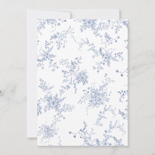 Floral Franse Toile Blauw Baby shower Kaart (Achterkant)