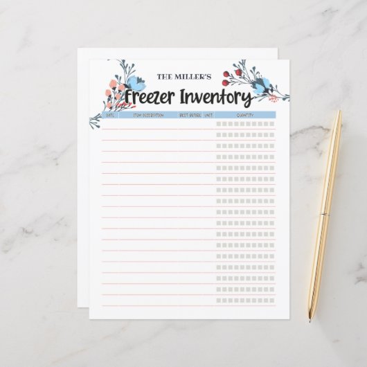 Floral Freezer Inventory Blue (Voorkant / Achterkant in situ)