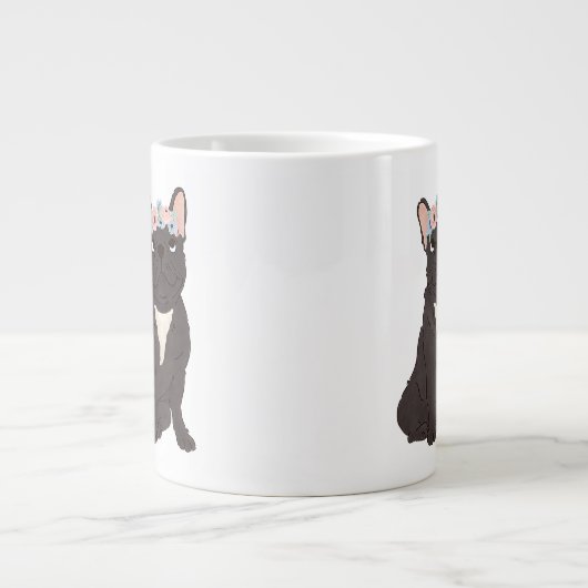 Floral French Bulldog Lovers Black Frenchie Dog Grote Koffiekop (Voorkant)