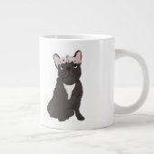 Floral French Bulldog Lovers Black Frenchie Dog Grote Koffiekop (Rechts)