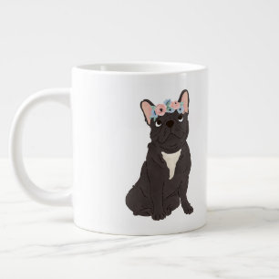 Floral French Bulldog Lovers Black Frenchie Dog Grote Koffiekop