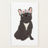 Floral French Bulldog Lovers Black Frenchie Dog Planner (Voorkant)