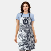 Floral French Farmhouse Monogram Navy White Schort (Gedragen)