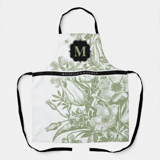 Floral French Farmhouse Monogram Schort (Voorkant)