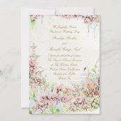 floral french romantic garden chateau swan wedding kaart (Voorkant)